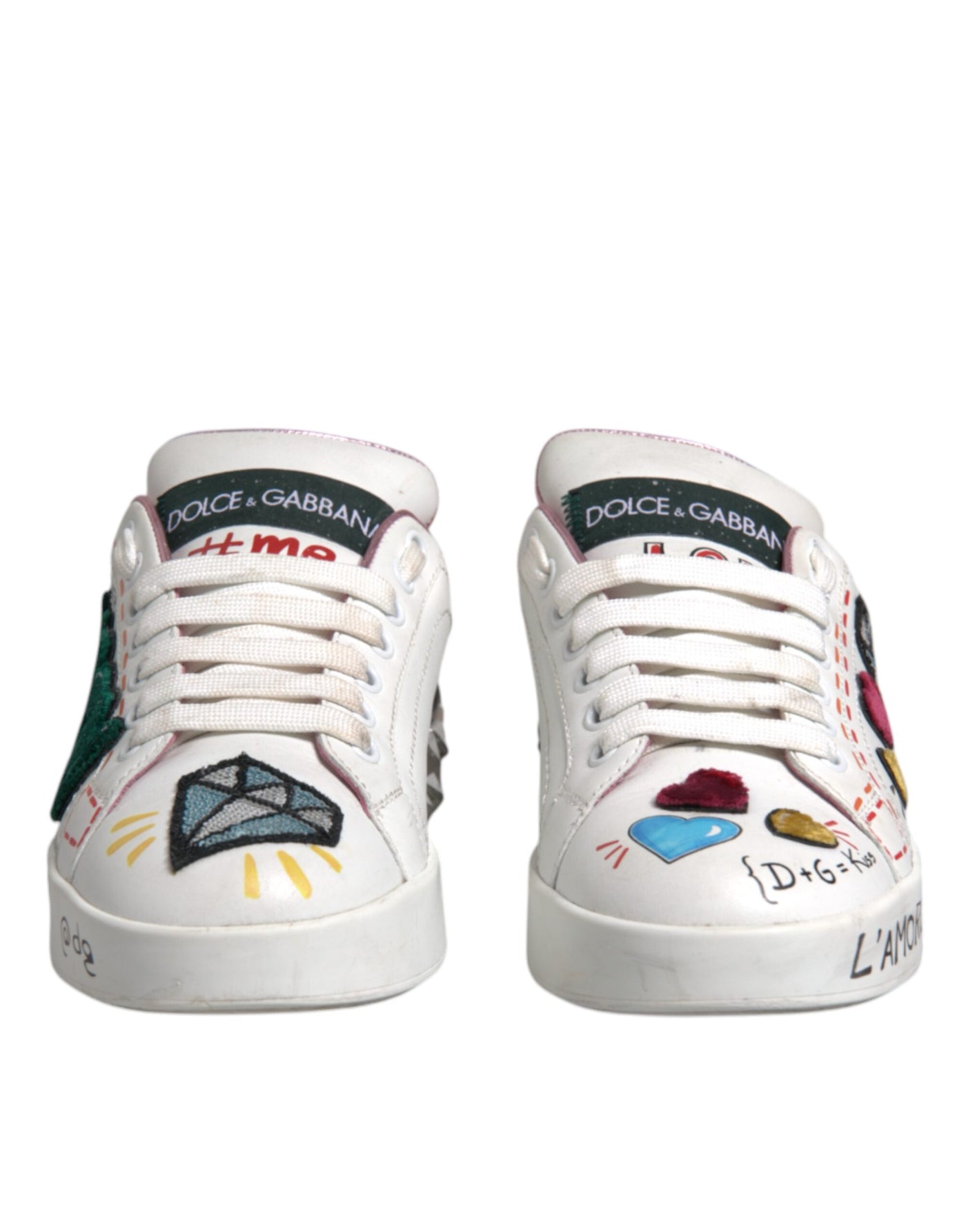 Dolce & Gabbana Weiß Pailletten Kristall Low Top Turnschuhe Schuhe