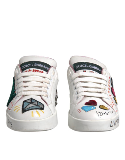 Dolce & Gabbana Weiß Pailletten Kristall Low Top Turnschuhe Schuhe