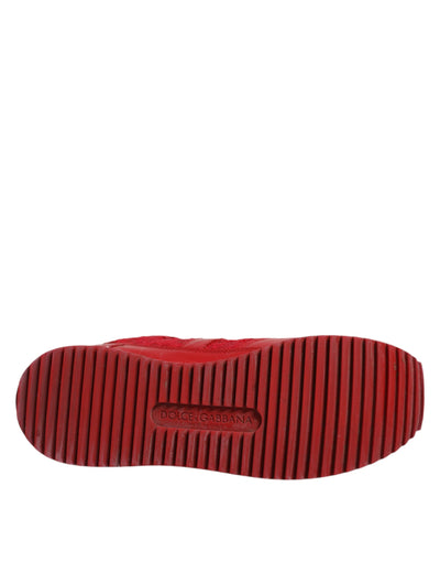 Dolce & Gabbana Rote florale Spitze Leder Turnschuhe Schuhe