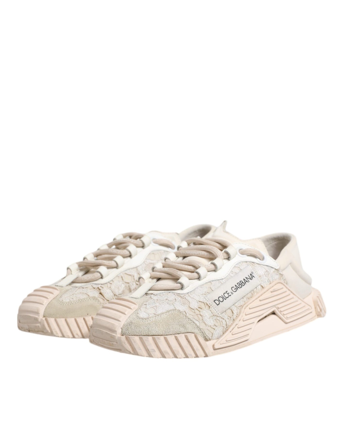Dolce & Gabbana Weiß Spitze NS1 Low Top Sneaker Sportschuhe