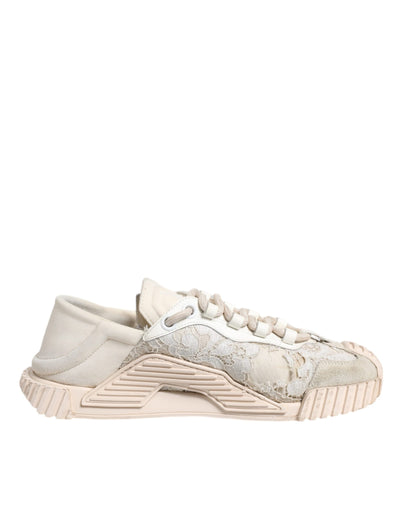 Dolce & Gabbana Weiß Spitze NS1 Low Top Sneaker Sportschuhe