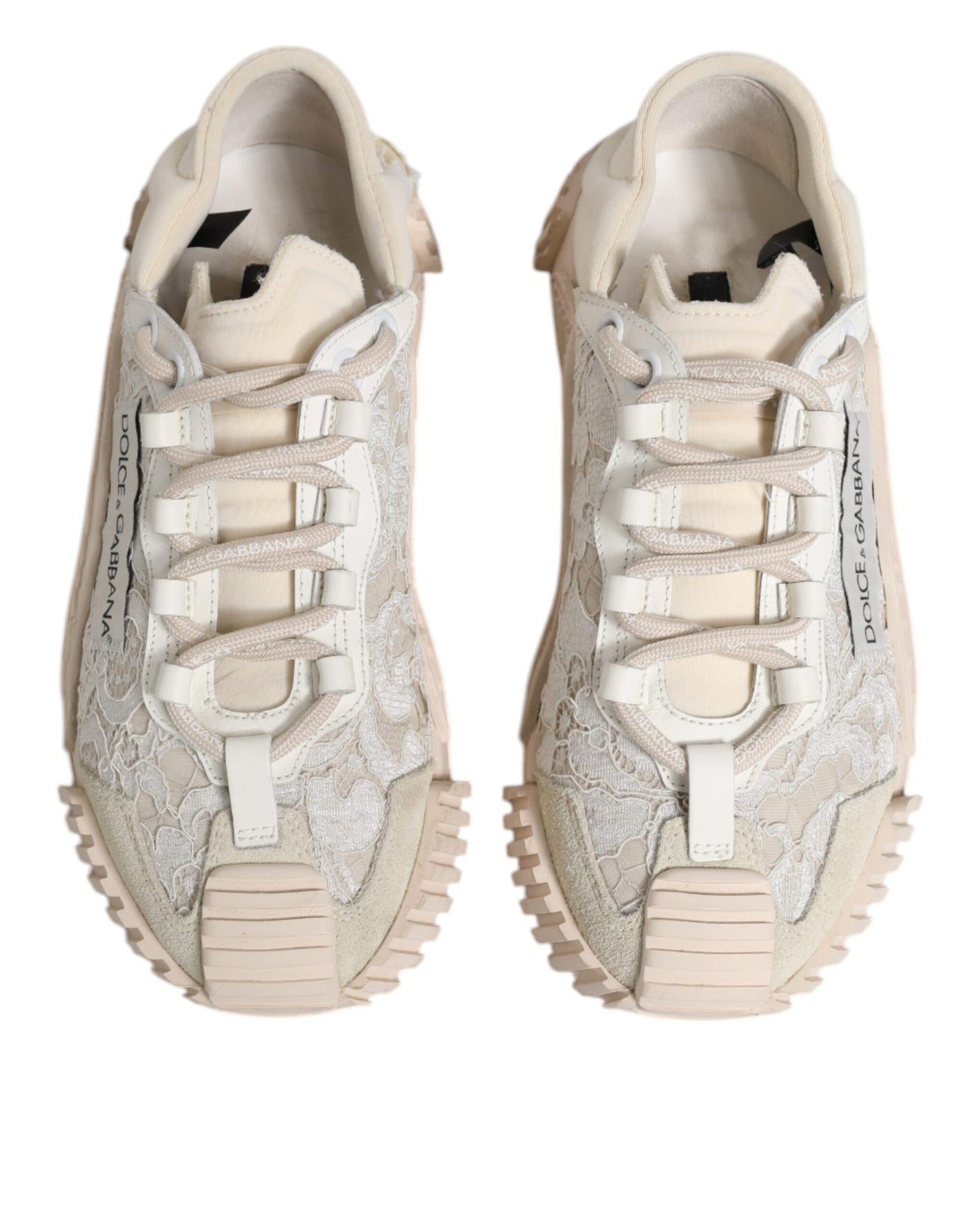 Dolce & Gabbana Weiß Spitze NS1 Low Top Sneaker Sportschuhe