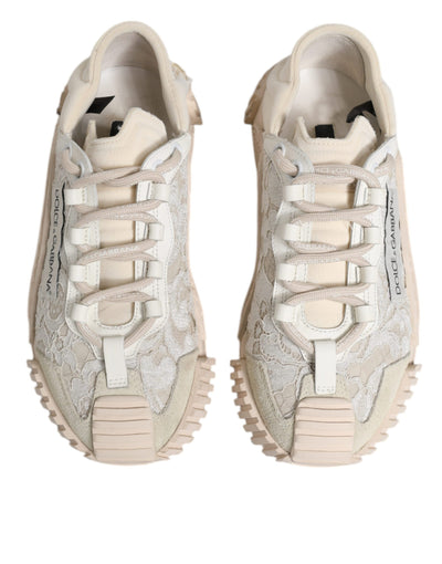 Dolce & Gabbana Weiß Spitze NS1 Low Top Sneaker Sportschuhe