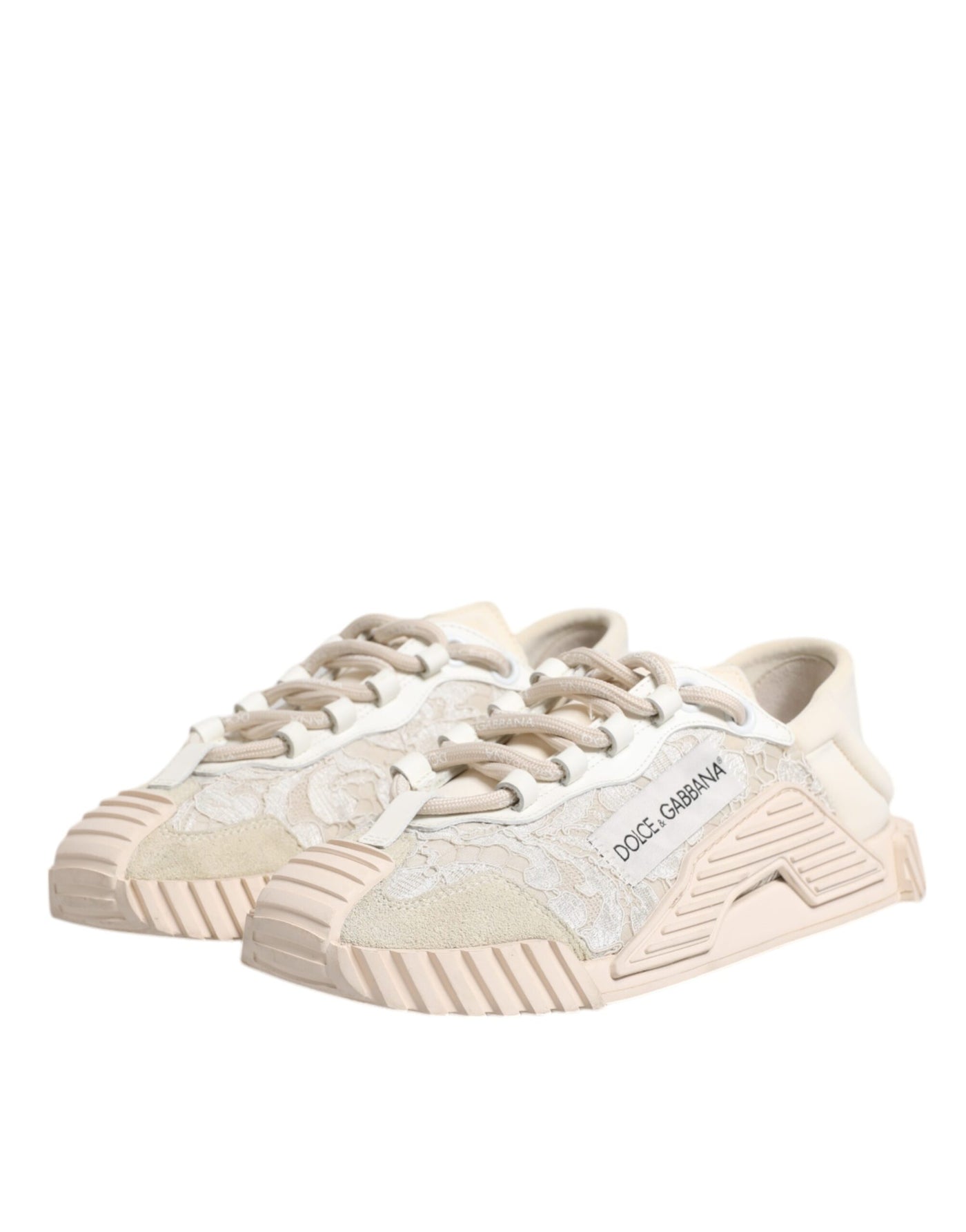 Dolce & Gabbana Weiß Spitze NS1 Low Top Sneaker Sportschuhe