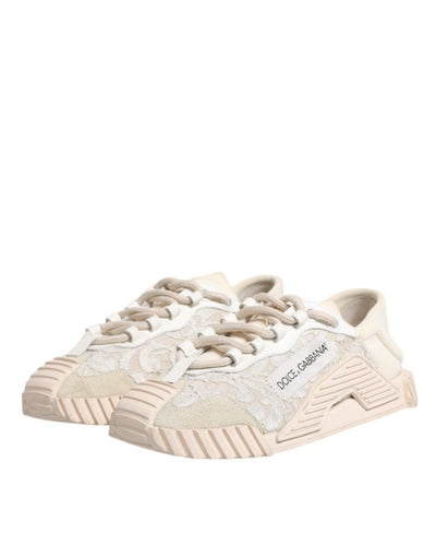 Dolce & Gabbana Weiß Spitze NS1 Low Top Sneaker Sportschuhe