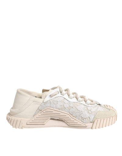 Dolce & Gabbana Weiß Spitze NS1 Low Top Sneaker Sportschuhe