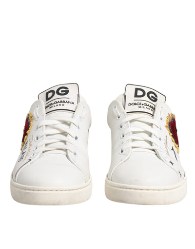 Dolce & Gabbana Weiß Leder Herz verschönert Turnschuhe Schuhe