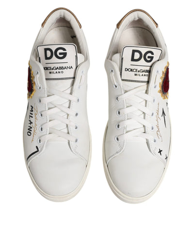 Dolce & Gabbana Weiß Leder Herz verschönert Turnschuhe Schuhe
