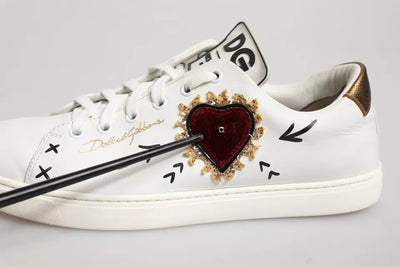 Dolce & Gabbana Weiß Leder Herz verschönert Turnschuhe Schuhe