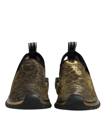 Dolce & Gabbana Gold Glitter Leopard Sorrento Sneakers Schuhe