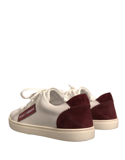 Dolce & Gabbana Weiß Wildleder Leder Low Top Turnschuhe Schuhe