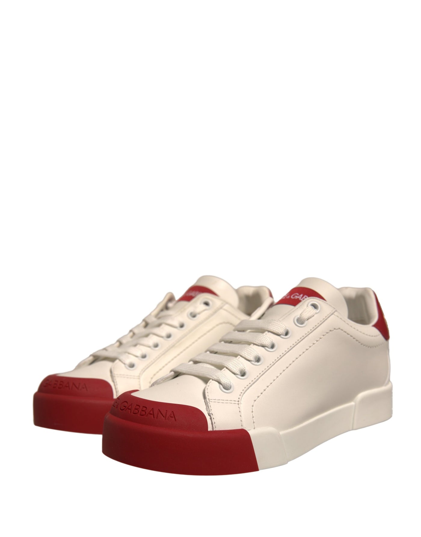 Dolce & Gabbana Schuhe Weiß Leder Logo Portofino Turnschuhe