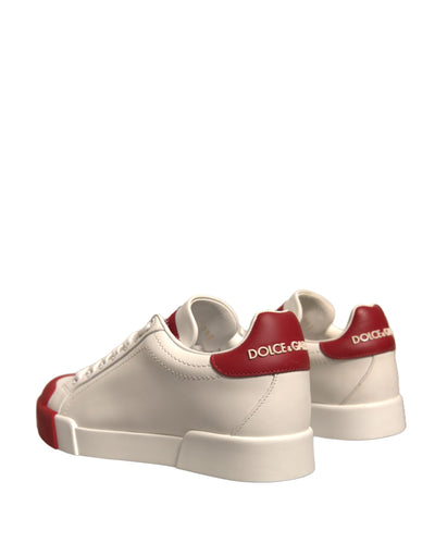 Dolce & Gabbana Schuhe Weiß Leder Logo Portofino Turnschuhe