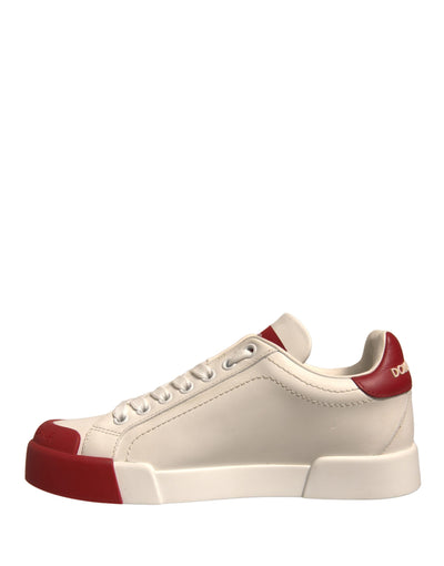 Dolce & Gabbana Schuhe Weiß Leder Logo Portofino Turnschuhe