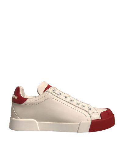 Dolce & Gabbana Schuhe Weiß Leder Logo Portofino Turnschuhe