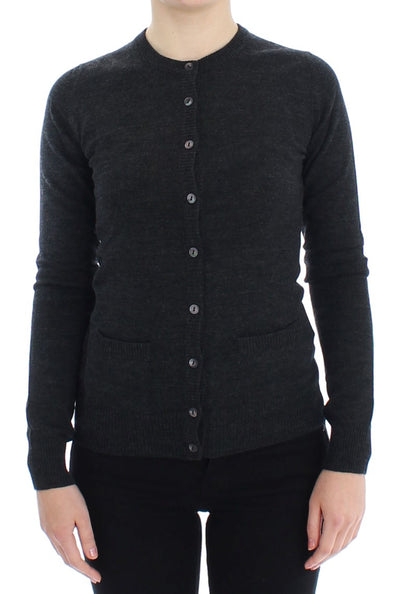 Dolce & Gabbana Grauer Wollpullover mit Knopfleiste