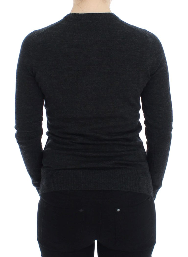 Dolce & Gabbana Grauer Wollpullover mit Knopfleiste