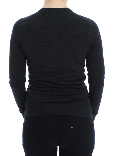 Dolce & Gabbana Grauer Wollpullover mit Knopfleiste
