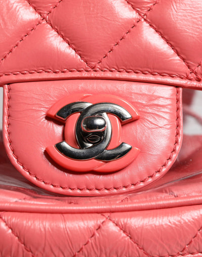 Chanel Rosa Vinyl Leder Rucksack Geldbeutel Tasche