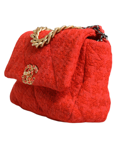 Chanel Rote Tweed 2WAY Handkette Mittlere Umhängetasche Geldbörse
