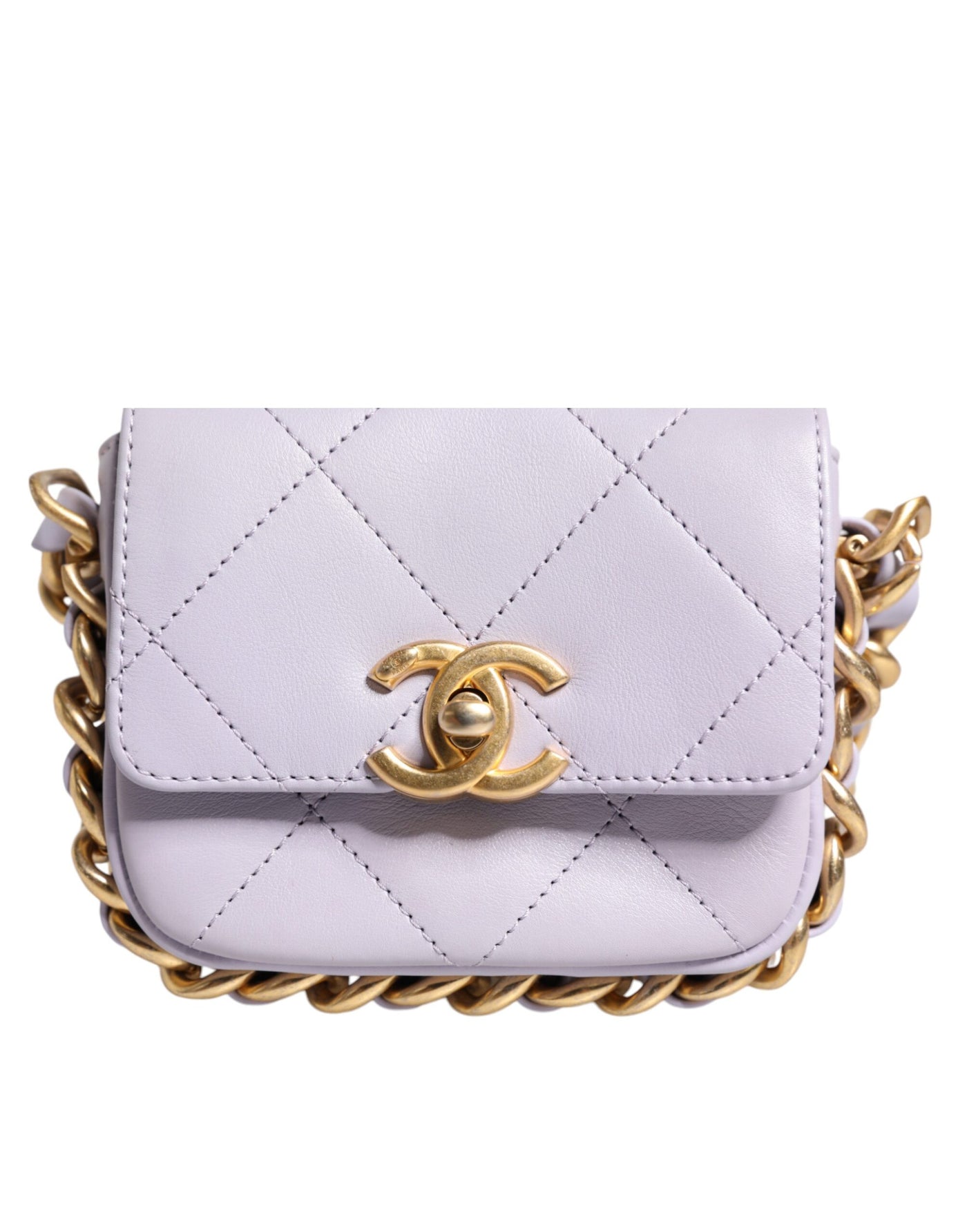 Chanel Blaue gesteppte Kalbsleder-Rahmenkette Mini-Crossbody-Tasche