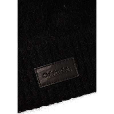 Calvin Klein Schwarzes Alpaka Leder Mützen Baseballmütze