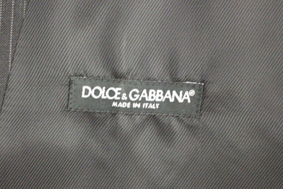 Dolce & Gabbana Graue gestreifte einreihige Wollweste