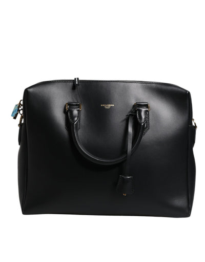 Dolce & Gabbana Monreale Aktentasche aus schwarzem Glattleder mit Logodruck