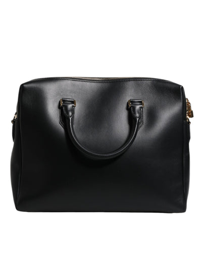 Dolce & Gabbana Monreale Aktentasche aus schwarzem Glattleder mit Logodruck