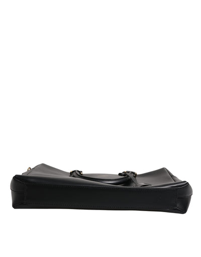 Dolce & Gabbana Monreale Aktentasche aus schwarzem Glattleder mit Logodruck