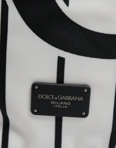 Dolce & Gabbana Schwarz Weiß Vulcano Royal King Print Männer Rucksack Tasche