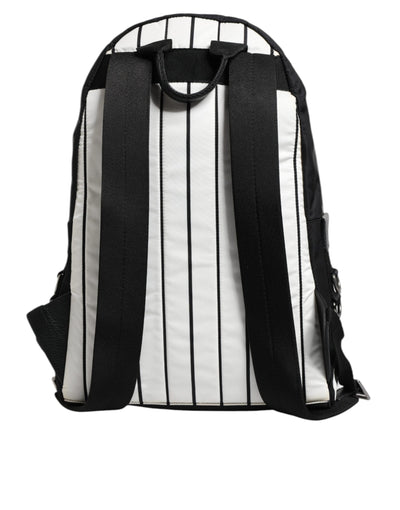 Dolce & Gabbana Schwarz Weiß Vulcano Royal King Print Männer Rucksack Tasche