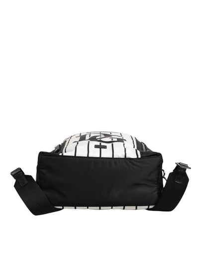Dolce & Gabbana Schwarz Weiß Vulcano Royal King Print Männer Rucksack Tasche
