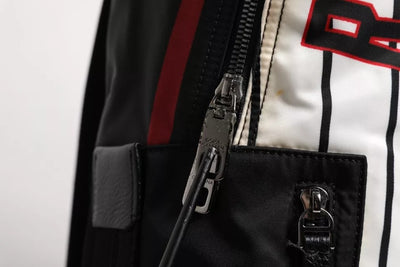 Dolce & Gabbana Schwarz Weiß Vulcano Royal King Print Männer Rucksack Tasche