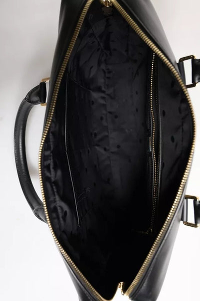 Dolce & Gabbana Aktentasche aus schwarzem Kalbsleder mit gepresstem Logo