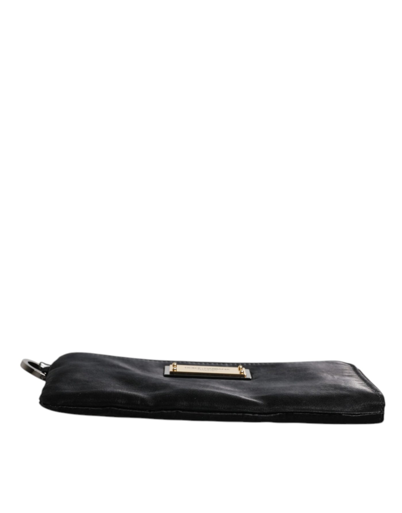 Dolce & Gabbana Schwarzes Nylon Logo Plaque Schlüsselanhänger Tasche Clutch