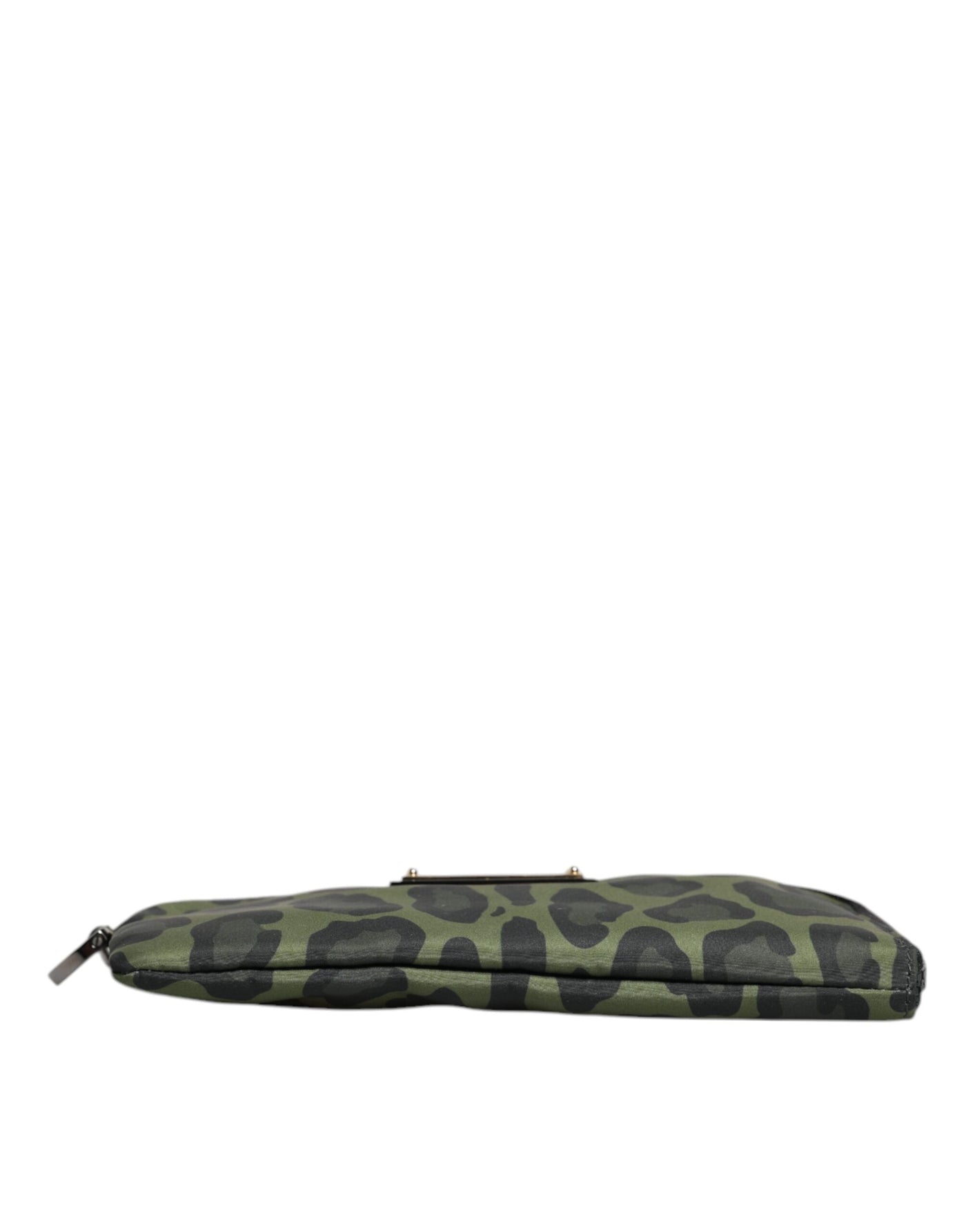 Dolce & Gabbana Grüne Leopardenleder-Logo-Plakette Multifunktions-Kit-Tasche