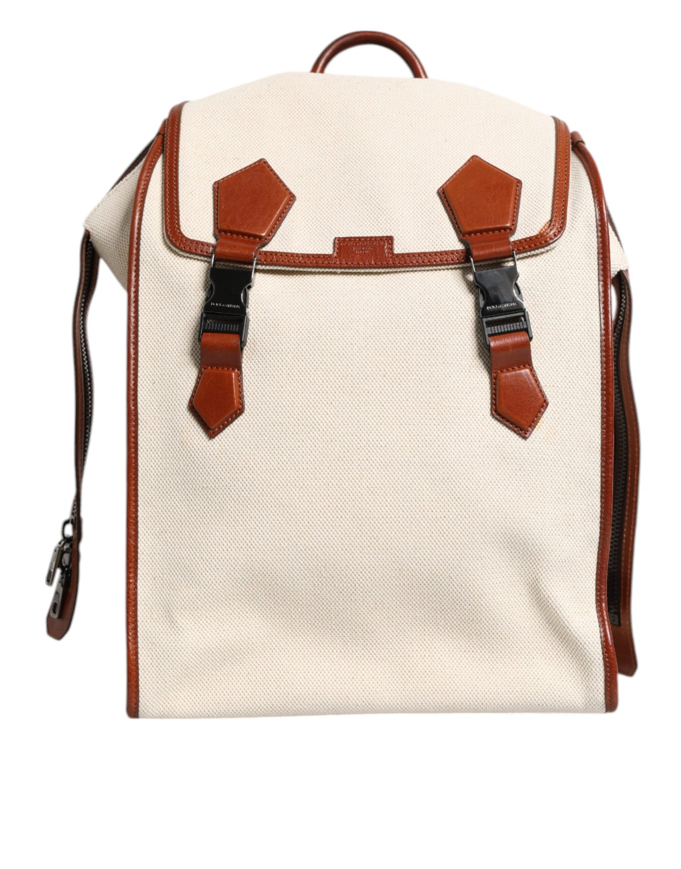 Dolce & Gabbana Beige Braun Segeltuch Leder EDGE Reise Männer Rucksack Tasche