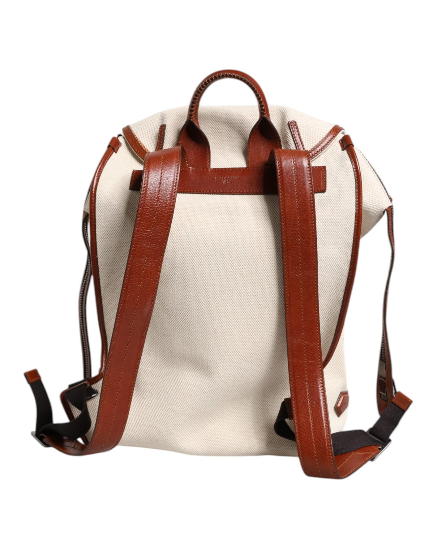 Dolce & Gabbana Beige Braun Segeltuch Leder EDGE Reise Männer Rucksack Tasche