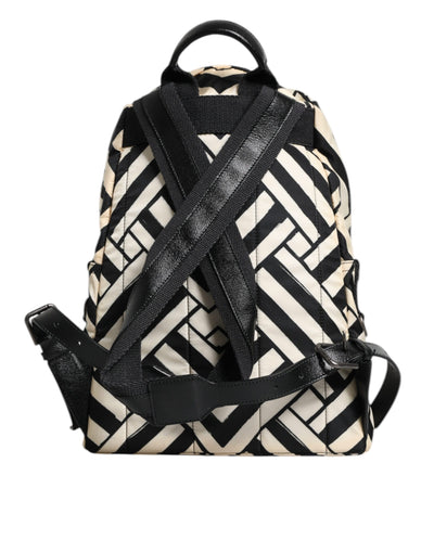 Dolce & Gabbana Schwarz Weiß Nylon Leder Travel Back Pack Tasche
