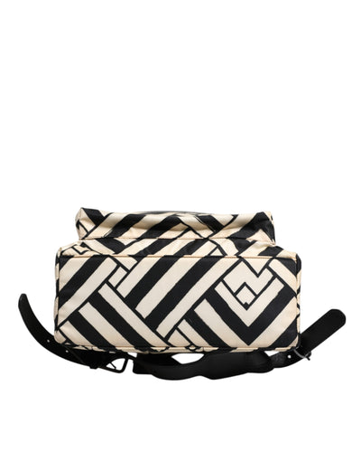 Dolce & Gabbana Schwarz Weiß Nylon Leder Travel Back Pack Tasche