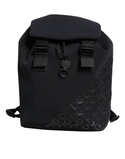 Dolce & Gabbana Schwarzer Neopren Nylon DG Logo Schulrucksack Tasche