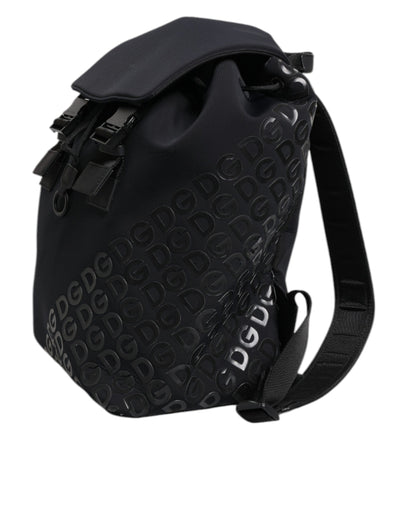 Dolce & Gabbana Schwarzer Neopren Nylon DG Logo Schulrucksack Tasche