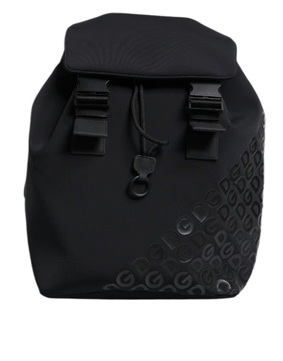 Dolce & Gabbana Schwarzer Neopren Nylon DG Logo Schulrucksack Tasche