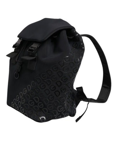 Dolce & Gabbana Schwarzer Neopren Nylon DG Logo Schulrucksack Tasche