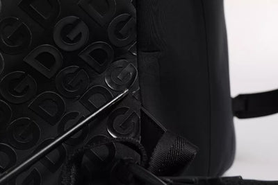 Dolce & Gabbana Schwarzer Neopren Nylon DG Logo Schulrucksack Tasche