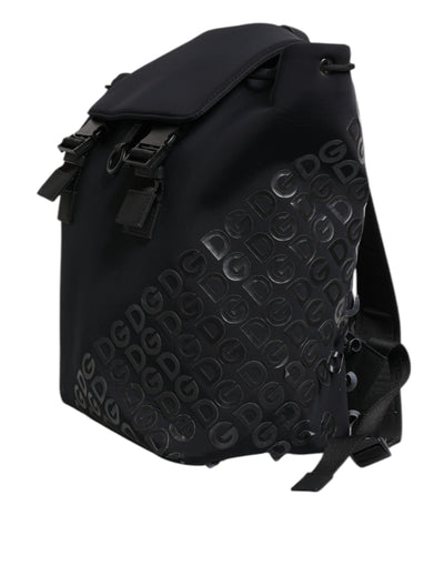 Dolce & Gabbana Schwarzer Neopren Nylon DG Logo Schulrucksack Tasche