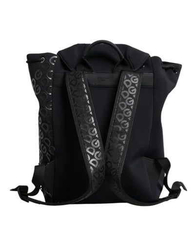 Dolce & Gabbana Schwarzer Neopren Nylon DG Logo Schulrucksack Tasche