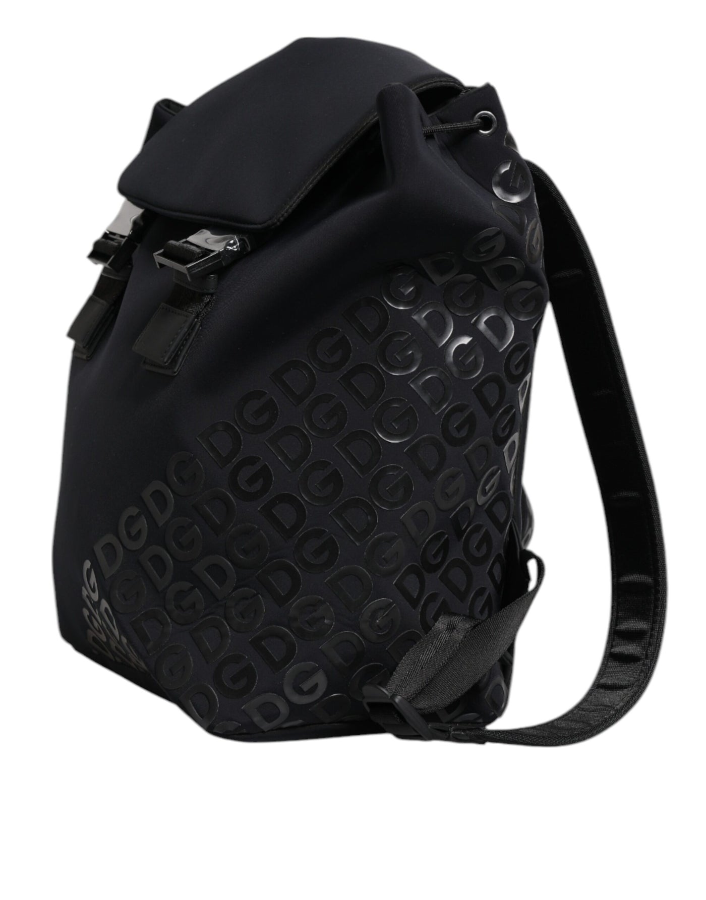 Dolce & Gabbana Schwarzer Neopren Nylon DG Logo Schulrucksack Tasche