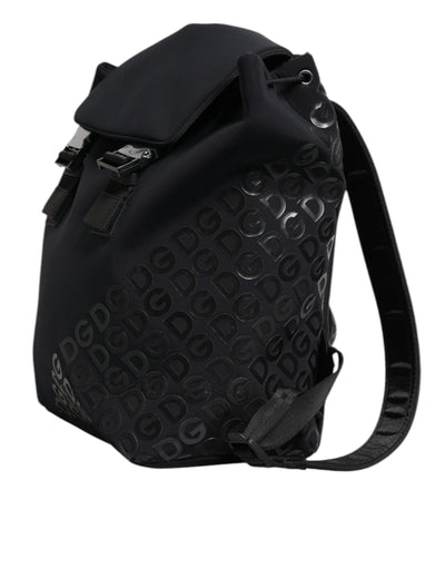 Dolce & Gabbana Schwarzer Neopren Nylon DG Logo Schulrucksack Tasche